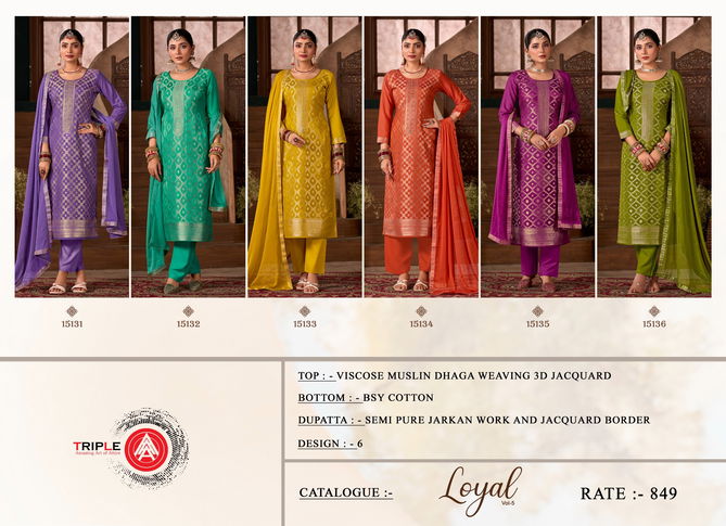 Loyal Vol 5 By Triple Aaa Viscose Muslin Dress Material Wholesale Shop In Surat